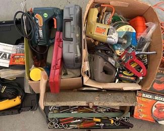 Dewalt Drill, 2 Black Decker Sanders, Drill Bits, Staple Gun,  More Tools