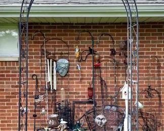 Garden Arbor, Birds, Shepherd Hooks, Radio Flyer