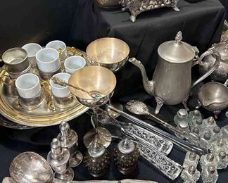 MCM Three Crowns Silversmith PA Plated Serving Fork Spoon, Pewter SP, and More