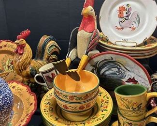 Roosters Ceramics, Lamp, Blue Cookie Jar,  More