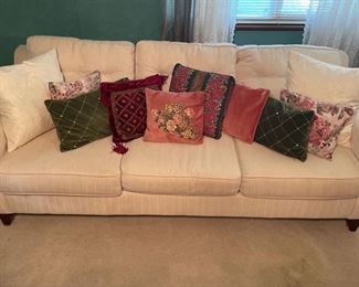 Traditional Ivory Sofa By Klausner With Accent Pillows