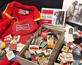 Vintage Matches, Camel Lighters, Marlboro Jacket, Budweiser Hat