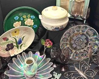 Vintage Set Of 8 Purple Wine Glasses, International Heartland Covered Casserole, and More