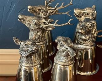 Vintage 1970's silver plate and pewter Gucci stirrup cups!