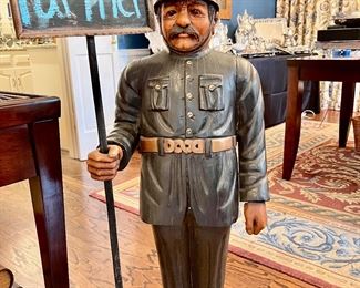 Antique Pinkerton Police 43” tall ; glass eyes