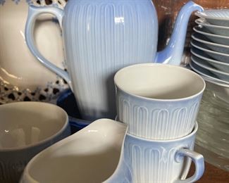 B&G Blue Teaset with plates, cups, creamer, teapot- $50.00 