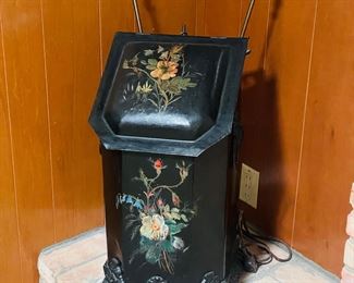 Gorgeous Tole Painted Fireplace Coal Scuttle- $300.00