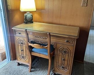 Carved Antique Desk with Chair- $65.00
