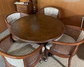 Round Breakfast table with wicker barrel type chairs - $100.00