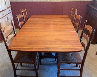 Stunning Drop Leaf Dining Table with 6 Ladderback Chairs - $225.00