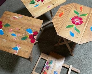 Rosemaul Painted Folding TV Trays.  Set of 4 - $50.00