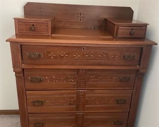 Solid Wood Carved dresser with Hanky Boxes  $70.00