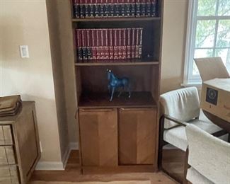 Mahogany lighted tall bookcase 