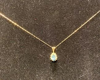 16" chain aquamarine and diamond