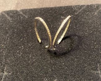 Diamond and 14 kt white gold earrings