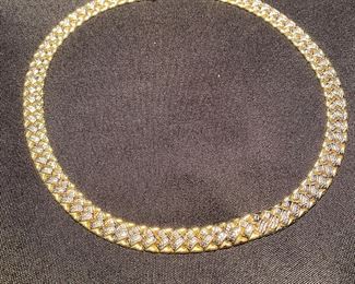 Heavy 14 karat white and yellow gold necklace