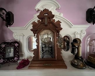 Vict. clock, frame , candle stick phone