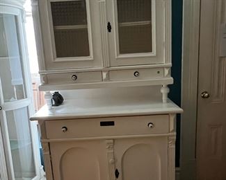 white Victorian stepback cabinet