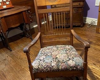 Oak high back rocker