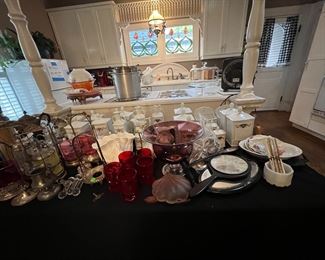 misc German cannister sets and a lot of glass