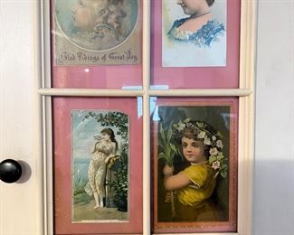 framed vintage cards