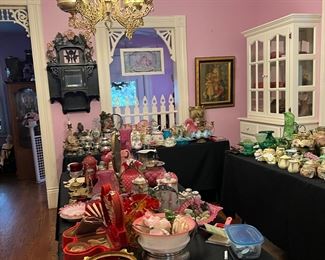 room full of glass and porcelain