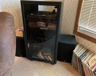 stereo system turntable records cds
