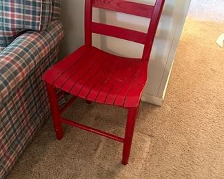 Red ladder back chair