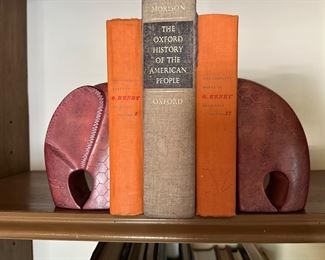 Several sets of vintage bookends and antique & vintage books