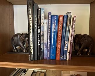 Several sets of vintage bookends and antique & vintage books