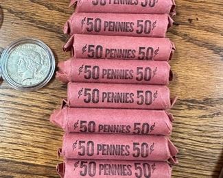 Rolls of wheat pennies