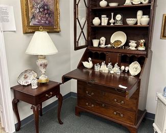 Collection of Lenox, 1820’s English Mahogany Chippendale secretary, mahogany side table