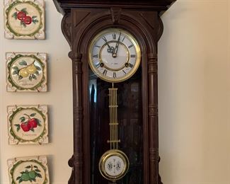 #16	wall hanging clock 31 day with key and glass door  11x5x30	 $75.00 			
