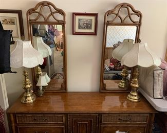 #47	standley dresser with 2 mirror and 9 drawers and 1 door  68x19x30 mirror 19x48	 $175.00 			
