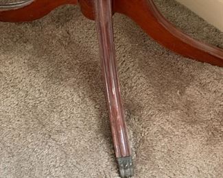 #56	oval wood end table on pedestal with protective glass 26x16x22	 $45.00 			
