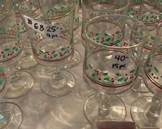 #67	Arby vintage dessert glasses set 7 holy pattern 	 $20.00 			
#68	Arby vintage stem glasses  square bottom set of 9 	 $25.00 			
#69	Arby vintage stem glasses round bottom set of 15 	 $40.00 			
