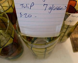 #71	West Virginia Tulip glasses set of 7 	 $20.00 			
