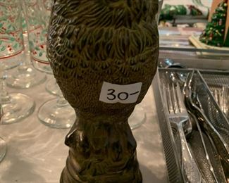 #78	brass owl heavy 9 inch tall 	 $30.00 			
