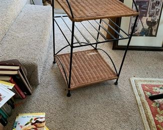 #83	metal and wicker shelf with 3 shelf 14x14x20	 $30.00 			

