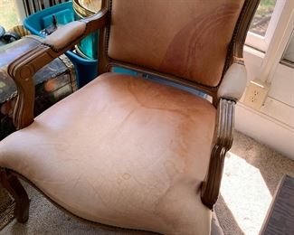 #85	side chair with arms and leather look seat and back 	 $30.00 			
