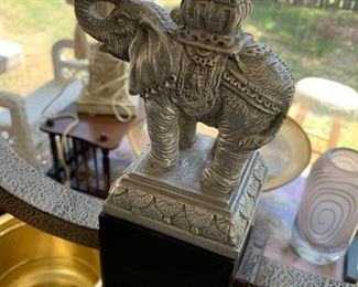 #87	silver black elephant  floor lamp with 2 lamps 63 tall 	 $100.00 			

