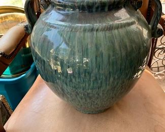 #89	blue pattern ceramic pot with 2 handles 15 tall 	 $20.00 			
