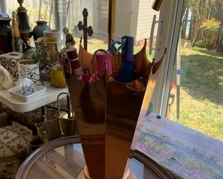 #97	 Portugal  brass/copper umbrella stand 28 tall	 $40.00 			
