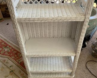 #99	wicker floor and hanging shelf with 3 selves 18x8x32	 $30.00 			
