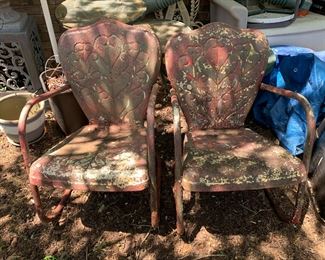 #133	as is red metal spring chairs as is 	 $30.00 			
