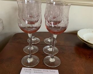 #178	Lenox Heather pink tulip wine goblets set of 6 	 $35.00 			
