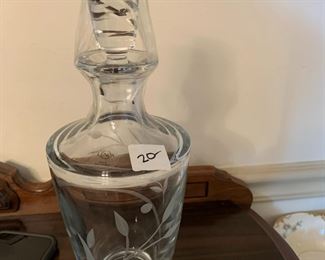 #186	Lenox etched decanter with lid 12 inches tall 	 $20.00 			
