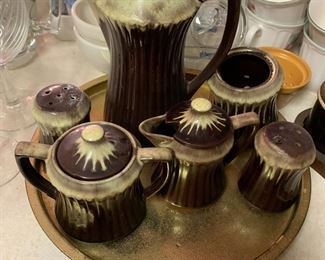 #187	Enesco Japan set set 9 piece with swivel brass tray 	 $20.00 			
