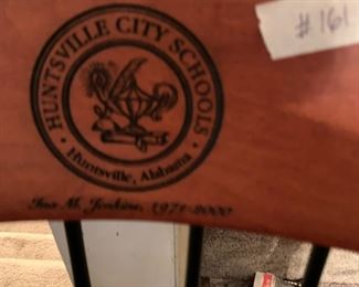 #161	black wood Huntsville city school Ima M. Jenkins chair 	 $150.00 			
