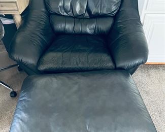 Leather chair with ottoman $125